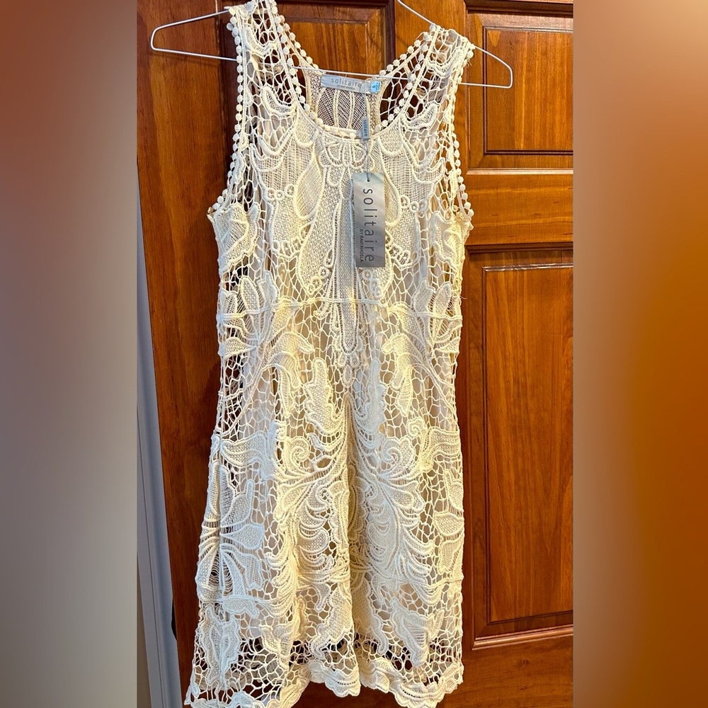 Women’s beige knit sleeveless dress Solitaire by Ravi Khosla size small
